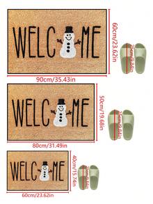 1pc, Winter Christmas Minimalist Smiling Snowman Welcome Pattern Door Mat, Holiday Style Machine Washable Polyester Fiber Mat, Suitable For Indoor, Party, Daily Decoration, All Seasons - Yellow - View 4