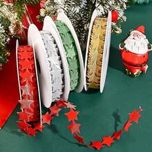 10yards/Roll 1.5cm Festive Star-Shaped Satin Ribbon Rolls In Gold, Red, White & Green - Christmas Craft Trim For Holiday Gift Wrapping, Tree Garland, - Star - View 8