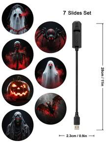 Halloween Horror Projection Light USB Powered,7 Scary Slides Ghost Bat Pumpkin Skeleton Spider Projector,Adjustable Gooseneck Lamp For Party Wall Ceiling Decor - USB Projector Light - View 12