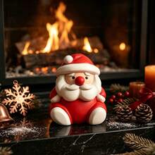 1pc Mini Soft Matte Santa Claus Sculpture, Tiny Cartoon Xmas Resin Decoration, Cute Sitting Santa Ornament For Winter Holiday Party Display, Christmas Stocking Stuffer Gift For Family & Friends - Multicolor - View 3