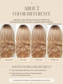 22 Inch Medium-Long Curly Wavy Wig, Mixed Blonde Color, Natural Heat-Resistant Synthetic Fiber Wig, Suitable For Women's Daily Wear, Parties And Commuting - Blonde Ombre - View 8