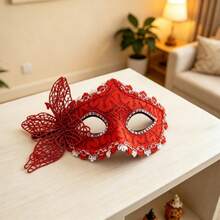 Halloween Side Butterfly Lace Half Face Mask, Festival Lace Mask Costume Prop, Cosplay Makeup Ball Party Photo Shoot Mask - Multicolor - View 6