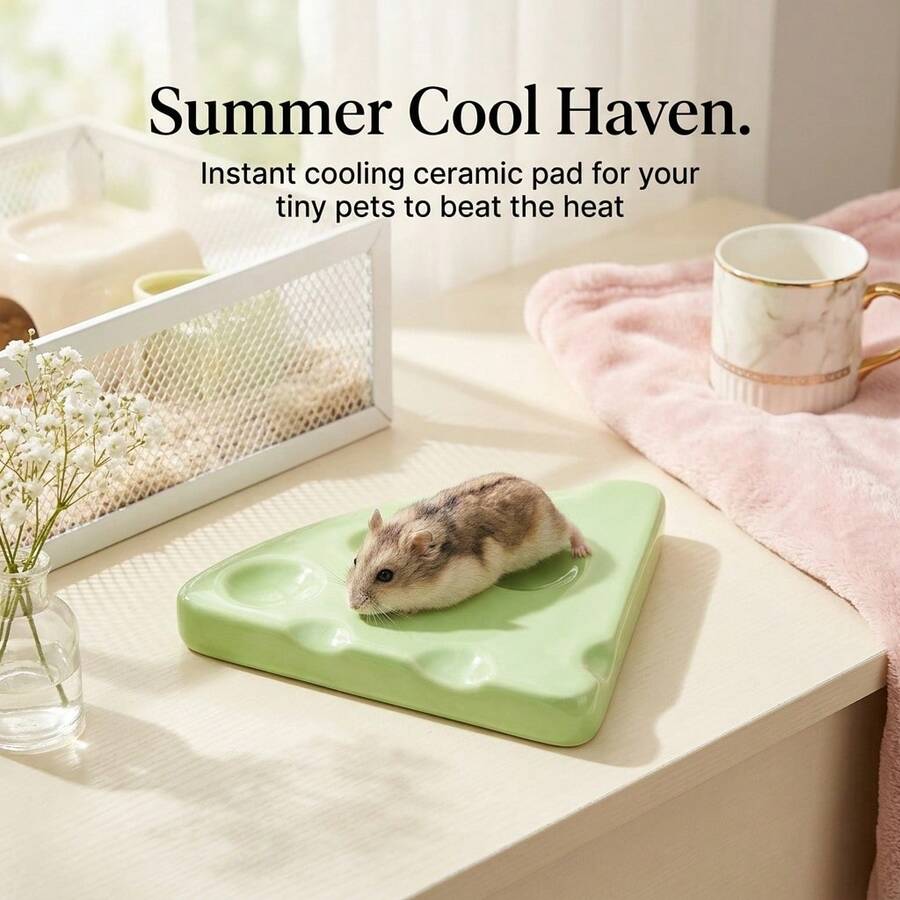 倉鼠陶瓷冷卻墊 小動物用 可愛餅乾與起司造型 夏季消暑冷卻石 適用於侏儒倉鼠 倉鼠籠配件 12cm X 12cm / 15.8cm X 13.5cm