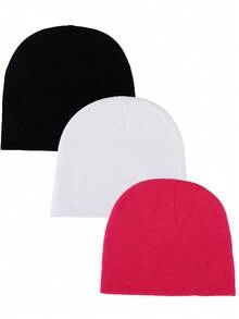1pc Women's Solid Color Y2K Hip Hop Knitted Beanie, Double Layer Warm Neutral Fashion Casual Brimless Hat, Suitable For Daily Street Punk Style - Multicolor - View 8