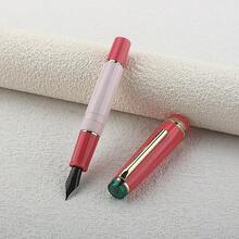 Jinhao Short 82 Fountain Pen, Pink Marble Pattern Acrylic And Ivory White Barrel, Gold Decoration, M Nib, Smooth Writing, Business Office School Signature Pen - Short 82 - View 17