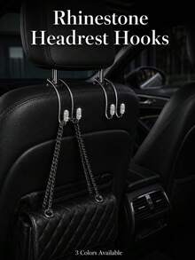 Luxury Rhinestone Car Headrest Hook, Crystal Shiny Metal Car Seat Back Hook, Universal Multi-Function Car Rear Seat Storage Hook, Suitable For Handbags, Shopping Bags, Umbrellas, Universal Fit For SUV And Sedan - A - View 1