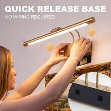 SEEDIQ Rechargeable LED Wall Light CRI 90+ Picture Light Battery Powered Wall Lamp Gold Color Suitable For Bedroom, Living Room, Gallery, Studio, Office, Study, Hallway, Staircase - Gold - View 5