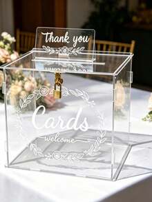 Elegant Acrylic Wedding Card Box With Lock - Transparent Guest Book Box, Suitable For Graduation, Birthday Party And Gift Storage Box - Multicolor - View 7