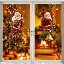 1/2pcs Christmas Santa Claus Gift Window Decals, Double-Sided PVC Static Cling Stickers, Suitable For Living Room, Store And Christmas Home Decor - Multicolor - View 8