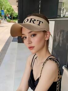 Letter Open Top Sun Hat For Women, Wide Brim Sun Protection Hat, High Ponytail Compatible, Breathable, Non-Stuffy, Knitted, Men's Sports Outdoor Running Versatile Sun Hat - Multicolor - View 10