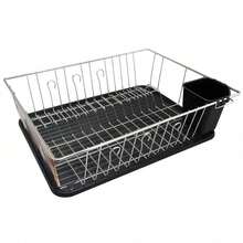 DR-180 16 In.  Plated & Plastic Counter Top Drying Dish Rack, Black - View 1