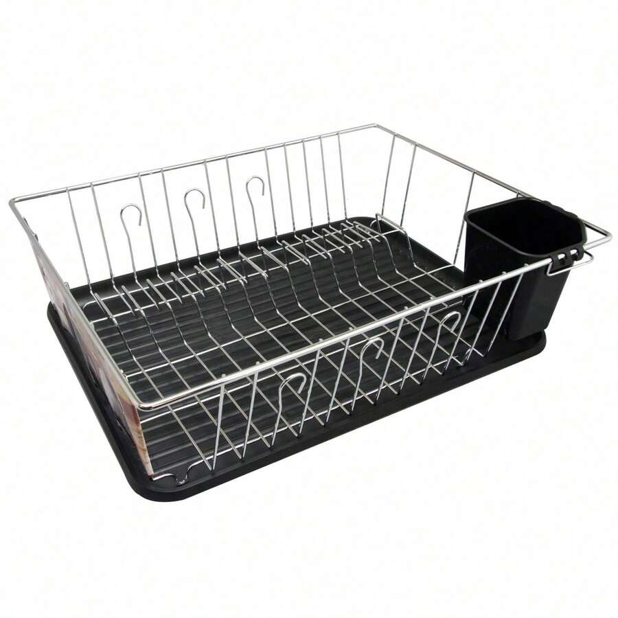 DR-180 16 In.  Plated & Plastic Counter Top Drying Dish Rack, Black - View 1