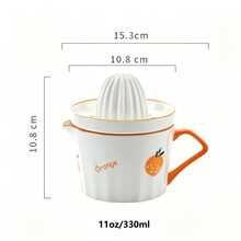 1pc 330ml/11oz Cute Ceramic Citrus Lemon Orange Manual Juicer, With Juicing Cone, Juice Cup With Spout And Handle, Dishwasher , Easy To Clean; Perfect For Home Kitchen, Breakfast And Daily Use, Also An Ideal Holiday Gift - Multicolor - View 3