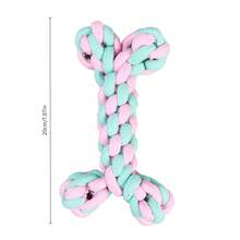 Super Cute Macaron Dog Rope Knot Toy 4-Piece Set! Large Pink & Green Color Block Design Durable Braided Rope, Bone / Ring / Rope Stick / Pull Ring Multi-Shape, Teething & Dental Cleaning, Interactive Tug-Of-War Boredom Relief & Anti-Destruction, Suitable For Small To Medium Dogs & Puppies, Pet Companion Training Essential - Multicolor - View 4