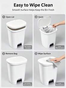 Portable 18L Foot Pedal Plastic Trash Can With Lid, Sealed Odor Proof Waste Bin, Hands-Free Garbage Storage Bucket, Multi Color Available For Kitchen Bathroom Bedroom Home Organization - Multicolor - View 8