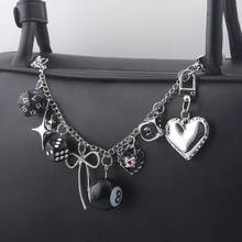 Y2K Style Bag Charms Heart‑Shaped Dice And Billiards Backpack Accessories Heart Star And Bow Chain Bag Charms Punk Backpack And Tote Bag Accessories - Multicolor - View 6