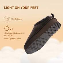 Dream Pairs Women Platform Furry Slippers 1.57-Inch Height Genuine Suede Home Slippers Indoor Outdoor Warm Memory Foam Slip-On Ankle Boots Shoes - Coffee Brown - View 8