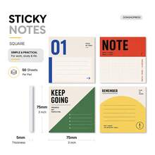 4 Packs 200 Sheets Modern Planner Sticky Notes 75x75mm 3x3 Inch, Keep Going & Important Memo Self-Adhesive Notepad, Task Desktop Reminder Stickers, Office School Work Stationery Supplies - 75 X 75 mm - View 2