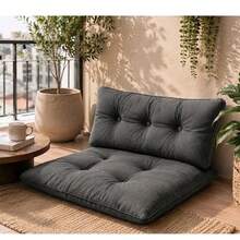 Premium Oversized Floor Pillow With Back Support - Indoor & Outdoor Versatile Seating - Soft Touch - Dark Grey - View 6