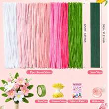 Pink Pipe Cleaners Flower Kit, 450pcs 7Colors Chenille Stems | Pipe Cleaners Bulk For DIY Crafts, Flower Making Kit, Soft Chenille Stems For Art Projects, Home & Party Decorations - Multi-color - View 3