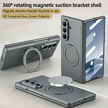 VIETAO 可攜式 360 度旋轉隱形手機支架無線充電保護手機殼，相容 Galaxy Z Fold 8 Ultra 7 6 5 4，強化玻璃螢幕保護貼翻蓋手機殼 - 灰色 - 查看 11