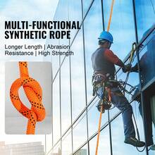 Dual Twisted Polyester Cord, 1/2 Inch By 120 Feet, 48-Strand, 8000 LBS Tensile Strength, Multi-Use Outdoor Rope For Arborist Activities, Hiking, Swinging, Rappelling, And Rescue, Orange - 1/2 Inch X 120 Feet - View 2
