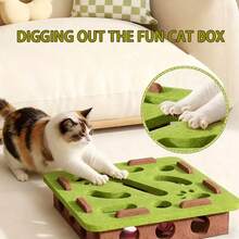 Cat Fun Box - Interactive Scratch And Dig Site With Paw Prints, Cat Puzzle Game, Suitable For Indoor Cats, Stimulates Intelligence And Physical Activity, Cat Toy, Felt Cat Activity Center, Suitable For Kittens And Adult Cats - Multicolor - View 2