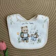 5pcs Cartoon Print Baby Bibs For Newborns, 3pcs Soft Absorbent Teething Bibs For Baby Boys And Girls - Light Khaki - View 5
