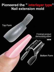 120pcs Short Double-Sided Coffin Shaped Nail Extension Forms, Quick Nail Extension, 15 Sizes Reusable Acrylic Nail Forms And Supplies - Multicolor - View 3