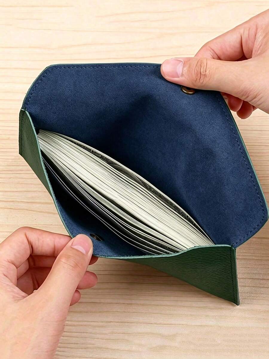 1 buah Dompet Amplop Uang yang Dapat Digunakan Kembali, Dompet Panjang Minimalis Warna Polos, Dompet Kasual Modis, Tempat Kartu Amplop Multifungsi, Cocok Untuk Pria dan Wanita (Kancing, Warna Bagian Dalam Acak)