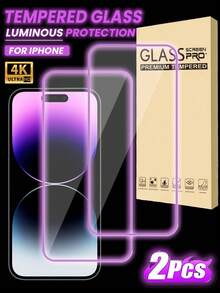 2片裝紫色充氣膜螢光發光高畫質鋼化玻璃螢幕保護貼，防汗、防碎、防盜，相容 iPhone 11/12/13/14/15/16/16 Plus/16 Pro/16 Pro Max/16e/17/17 Air/17 Pro/17 Pro Max/17e/18Promax/18Pro - 淡紫色 - 查看 41