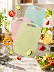 3pcs Set Hanging Plastic Cutting Boards, Professional Kitchen Cutting Boards, Camping Cutting Boards, Home Cutting Boards, Cutting Mats, Washable Plastic Kitchen Cutting Boards, Suitable For Meat, Vegetables, Fruit, Kitchen Accessories - View 2