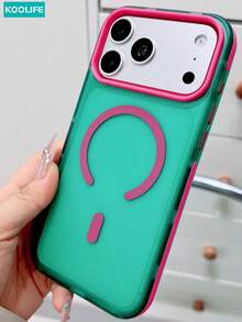 KOOLIFE 1pc Luxury Magnetic Wireless Charging Phone Case, Dopamine Color Full Coverage Shockproof Protective Shell, Compatible With IPhone 18 Pro Max, 17, 17 Pro Max, 16 Pro, 15 Pro Max, 13 Pro, 15, 14, 14 Pro, 13 - Green - View 3