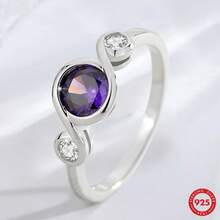 1pc Violet Ring, Women's Ring, Ideal Gift For Women And Girls On Any Occasion. Perfect Gift For Women, Mom, Mother-In-Law, Wife, Daughter, Relative And Best Friend. Perfect Birthday Gift, Anniversary Gift, Christmas Gift, Graduation Gift, Mother's Day Gift, Valentine's Day Gift Or Cute Gift For Yourself - Silver - View 6