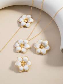 European And American Cross-Border Elegant Fashion Floral Jewelry Set, Suitable For Party/Banquet/Wedding/Gift - White - View 2