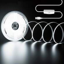 شريط إضاءة LED ذكي COB بتوصيل USB سهل التشغيل بدون حفر، إضاءة خطي مناسب للخزائن والدواليب والمكاتب والمرايا، تبديل 3 ألوان، شريط إضاءة عالي الكثافة، مفتاح يدوي، تشغيل سهل، إضاءة ديكور منزلي DIY سلسة، مناسب للهالوين - متعدد الألوان - مشاهدة 4