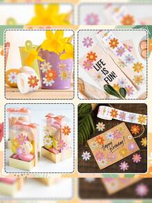 1pc Laser Colorful Flower Series Self-Adhesive Sticker, Shiny Flower Pattern Sticker. Christmas Gift Decoration Label. Inspirational Stationery Sticker. Perfect For Gift Wrapping And Sealing, As Well As Creative Office Stationery Decoration. - Multi-color - View 11
