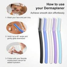 Dermaplane Razor For Women, Facial Razor, Peach Fuzz Remover, 10ct Navy | Disposable Dermaplaning Tool For Facial Hair Removal & Exfoli - Navy - View 10
