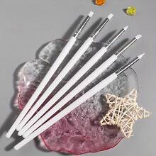 5pcs Silicone Nail Art & Pottery Tools Brush Set With Practical Wooden Handle, Creative Handmade Brushes - Multicolor - View 10