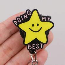 1pc Retractable Badge Reel "You're Awesome, Darling" - Acrylic Material, Suitable For Nurses, Employees, Doctors | Fun Badge Design | Durable Badge Clip, 2D Flat Style - Multicolor - View 2