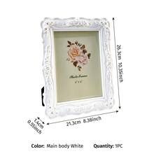 1PC European Style White Embossed Rose Photo Frame, Resin Material Desktop Warm Photo Display Frame, Picture Frame, Photo Frame, Decorative Frame, Suitable For Soft Decoration Ornaments, Desktop Decor, Wedding Gift, Bedroom Vanity Decor, Wedding Photo Memorial Photo Frame - White - View 12
