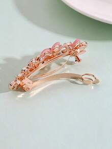 1pc Elegant Rhinestone Flower Decor Hair Clip, Pink Claw Hair Clip Hairpin, Sweet & Cute Hair Accessory, Valentine's Day Headpiece Accessory, Suitable For Wedding, Party, Birthday, Gift For Girlfriend, Mom - Multicolor - View 5