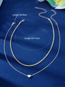 2pcs/Set Heart Decorative Necklace Valentine's Day - Silver - View 3