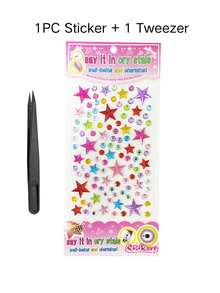 Colorful Five-Point Star Face Sticker Set With Tweezers, Mixed Rhinestone Star Stickers, Self-Adhesive Decorative Stickers For Music Festival, Party, Holiday, Eyes, Cheeks, Face And Nails,Halloween Costume - Multicolor - View 10