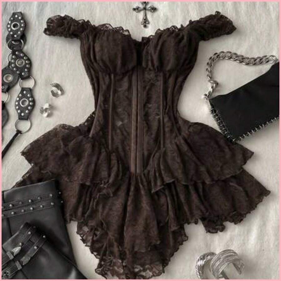 Women Midi Dresses - Marron - View 1
