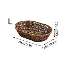 1pc Multi-Function Oval Woven Storage Basket, Plastic Rattan Design, Suitable For Storing Fruits, Snacks, Spoons, Flowers And Groceries, Shelf Basket, Home Decor - Brown Oval - View 10