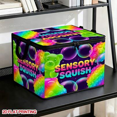 Large Foldable Zippered Storage Box For Toys And Art, Made Of Sensorysquish Soft Non-Woven Fabric. Foldable For Storing Blankets, Quilts, And Clothing - Durable Polyester, Suitable For Under-Bed Storage.