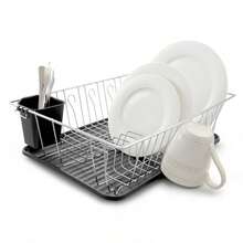 DR-180 16 In.  Plated & Plastic Counter Top Drying Dish Rack, Black - View 5