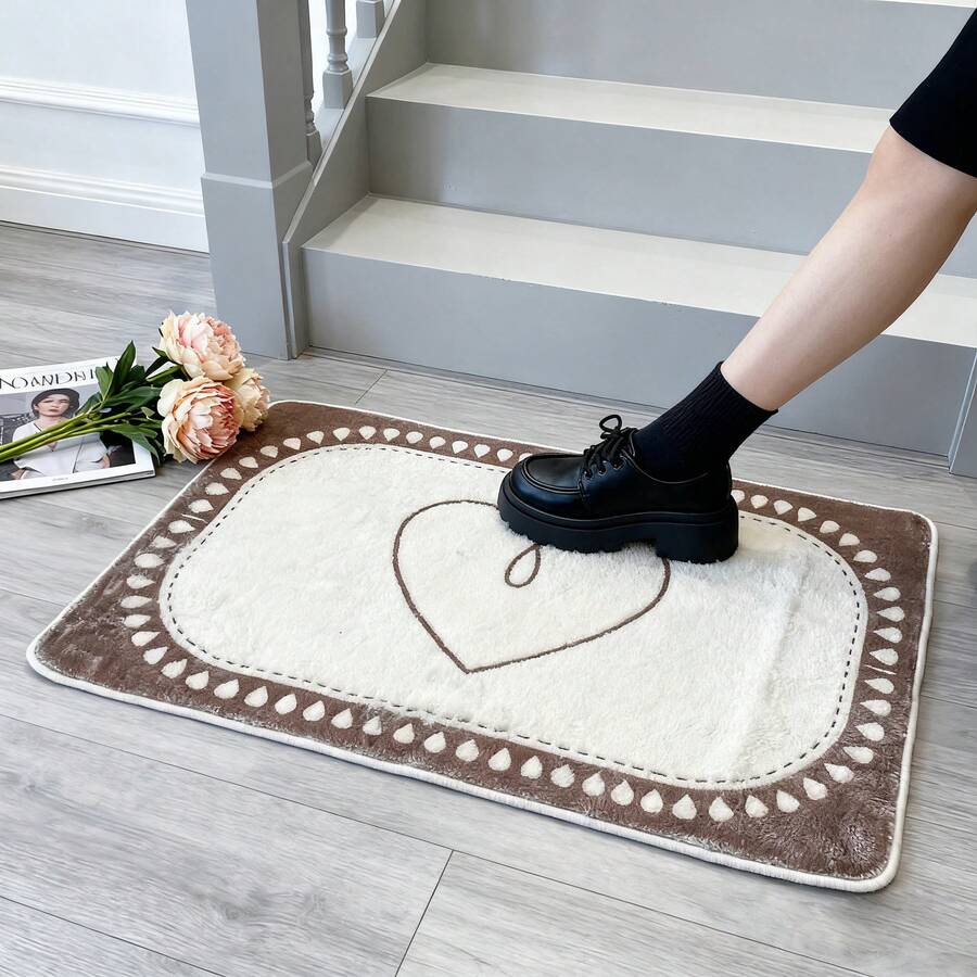 1 buah Karpet Lantai Kamar Tidur Imitasi Kasmir dengan Pola Hati, Karpet Lembut yang Mudah Dibersihkan, Untuk Dekorasi Kamar Tidur, Ruang Tamu, Kamar Mandi, dan Dapur, Karpet Netral yang Nyaman untuk Lantai Kamar Tidur & Aksesori Dekorasi Ruangan - MultiWarna - View 1