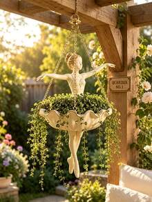 1pc Decorative Ballet Hanging Planter, Chain-Style Lightweight Succulent Plant Pot, Suitable For Garden, Balcony And Dining Space Decoration, Perfect As Back To School, Halloween And Christmas Gift - Multicolor - View 1